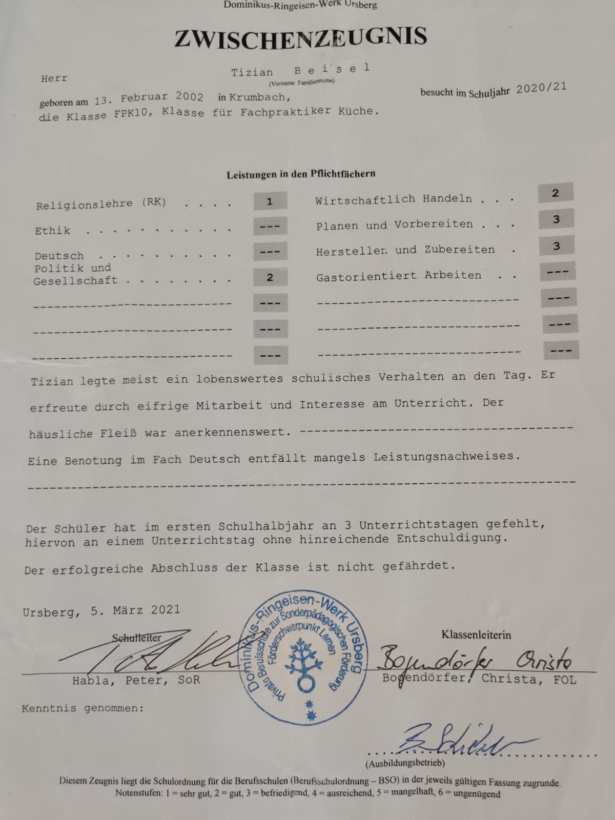 Zeugnis